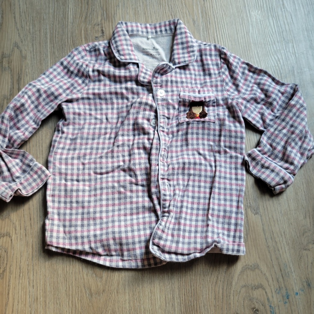 Posh Peanut American Girl Pajama Top Girls 3T-4T Pink Plaid Button Down Shirt